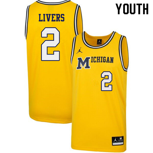 Youth #2 Isaiah Livers Michigan Wolverines 1989 Retro College Basketball Jerseys Sale-Yellow